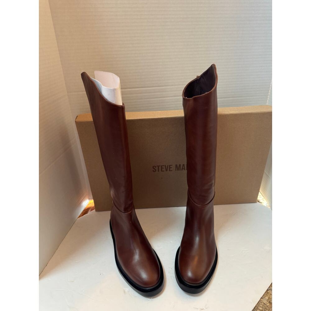 Steve Madden Womens Size 5.5 M -Gaige Knee High Boots Brown Leather floor sample - Picture 2 of 6